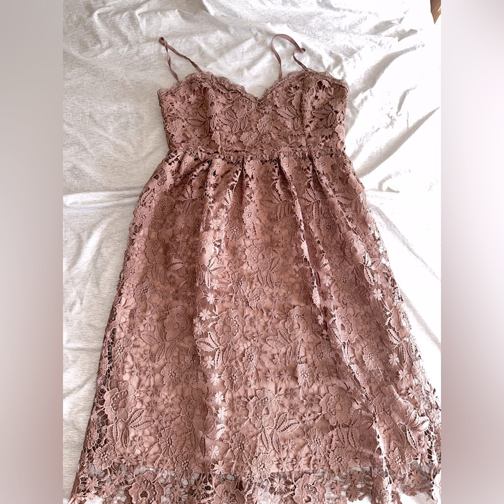 Boohoo Plus Crochet Lace Midi Skater Dress